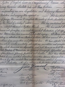 lot 136 image: Large Antique Copy of The Declaration of Independence - Late 19th Century