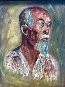 lot 222 image: Nice Vintage Signed 1960s Mid Century Oil on Panel Portrait of Chinese Gentleman