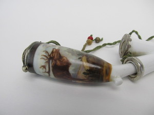 lot 230 image: Antique 2-Piece Porcelain Stag Decorated Smoking Pipe