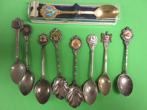 ASIAN GOLD FILLED COLLECTOR SPOON, VERSILBERT, AND EUROPEAN SILVER PLATED COLLECTOR SPOONS