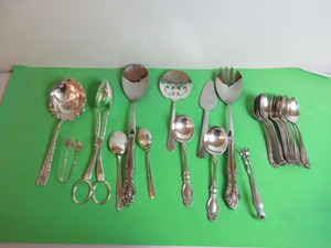 QUINTUPLE PLATED SPOONS AND OTHER SERVING UTENSILS