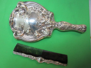 ANTIQUE STERLING COMB AND HAND MIRROR SET