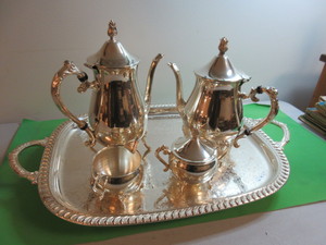 LEONARD SILVER PLATED COFFEE SERVICE SET 5 PIECES