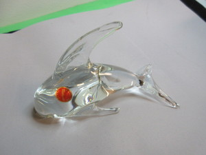 LARGE MURANO CLEAR GLASS WHALE