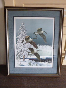 lot 17 image: Frosty Morning - Canada Geese Print by Maynard Reese