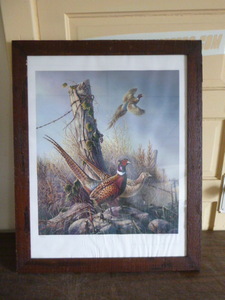 lot 19 image: Fieldstones - Ring-Necked Pheasants by James A. Meger