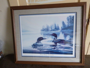 lot 23 image: Morning Shadows - Common Loon by Marian Anderson