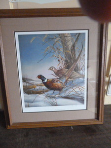 lot 33 image: Uninvited Guests - Rednecked Pheasants Print by James A. Meger