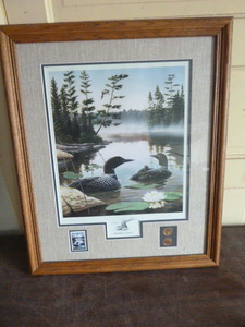 lot 77 image: Boundary Waters (Loons) Print by Leo Stans