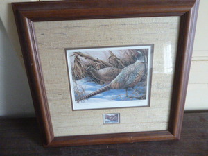lot 85 image: 1990 Minnesota Pheasant Habitat Stamp Print by Theresa Marschel