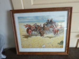 lot 104 image: Downing the Night Leader Print by F. Remington