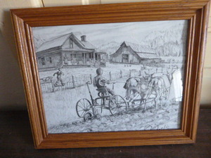 lot 121 image: Lets Eat Drawing by Joseph R. Vick
