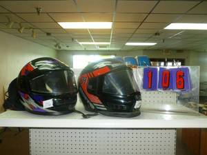 lot 106 image: HJC Size Med with bag & Bieffe size med helmets. As shown. SEE TERMS