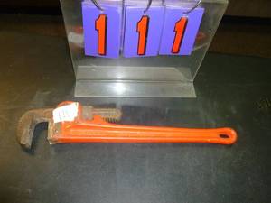 lot 111 image: Rigid 18 Pipe Wrench. As shown. SEE TERMS