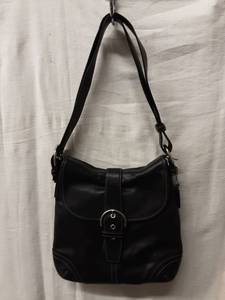 lot 2 image: Coach Genuine Leather Black Handbag