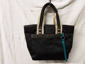 lot 16 image: Coach Fabric Handbag With Black Leather Trim