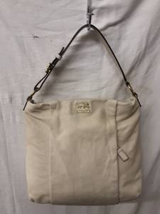 lot 33 image: Coach Genuine Leather Bone Color Handbag
