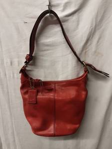 lot 34 image: Coach Genuine Leather Tomato Red Color Handbag