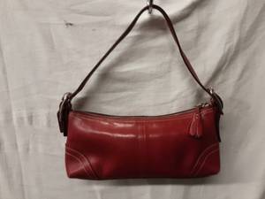 lot 37 image: Coach Genuine Leather Dark Red Color Handbag
