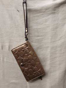 lot 59 image: Coach Gold Leather WalletWristlet