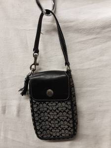 lot 62 image: Coach Black SignatureLeather Trim PhoneCigarette Case