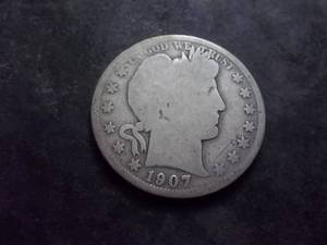 lot 52 image: 1907 D Barber Half Dollar