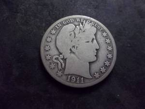 lot 55 image: 1911 S Barber Half Dollar