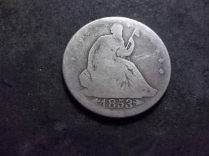 lot 64 image: 1853 Seated Liberty Half Dollar With Arrows