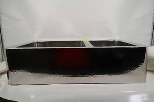 lot S10 image: Hammered Stainless Steel - Kitchen 6040 Double Farmhouse Sink 36X22