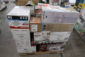 lot W12 image: mixed pallet lighting and bath fans, mixed like new, used, customer returns