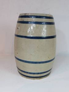lot 30 image: Blue Striped Ceramic Pot
