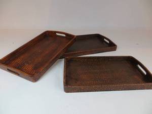 lot 62 image: 3 Faux Snakeskin Trays
