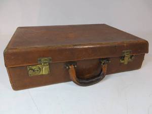 lot 69 image: VINTAGE Leather Suitcase