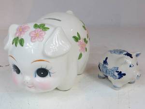 lot 82 image: 2 Ceramic Piggy Banks