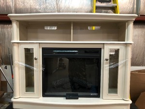lot 4 image: Home Decorators Tolleson 48 in. TV Stand Infrared Bow Front Electric Fireplace in Antique White