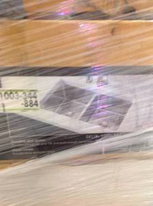 lot 21 image: Approx. 6ft tall pallet of New and in like new condition Stainless steel sinks kitchen products and more retail value over $2000 note boxes are open products have not been used Elkay, Kholer, American STD, Haus, Glacier Bay and more