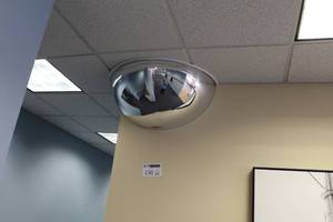 lot 150 image: See All Industries, Inc. Half Round 180-Degree Ceiling Mirror