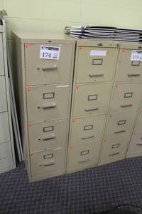 lot 174 image: Lot of (2) Hon,All-Steel Equipment Inc. Metal File Cabinet 4-Drawer