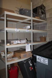 lot 196 image: Lot of (2) Metal Shelving Unit 4-Adjustable Shelf with Wood Insert