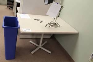lot 184 image: Lot of (2) Square Pedestal Office Tables