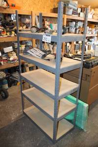 lot 252 image: Metal Shelving Rack 5-Adjustable Shelves with Wood Inserts