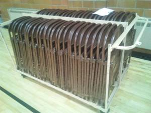 lot 18 image: Folding Metal Chairs with rolling storage cart (56)