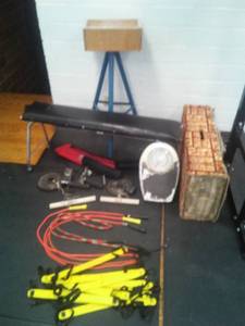 lot 50 image: Misc. Weight Room - powder box, agility, scale and more.