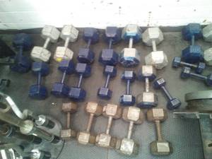 lot 59 image: Misc. Dumbbells (24) with mirror