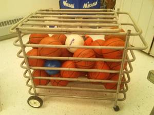 lot 478 image: Basketball Rolling Storage Cage with Balls on Casters