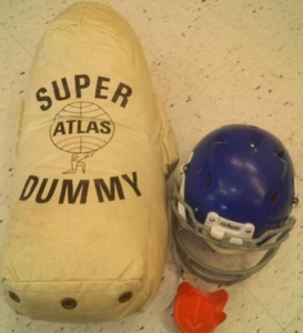 lot 740 image: Atlas Tackling Dummy, Helmet, Kicking Tree, Football. Loc Class Rm 101