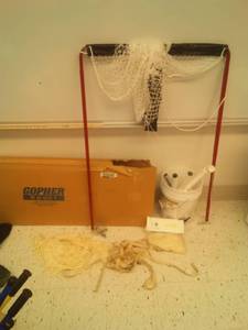 lot 497 image: NEW Gopher Sport Net and frame - new in box, other frame and net plus 2 more nets. Loc class rm 101