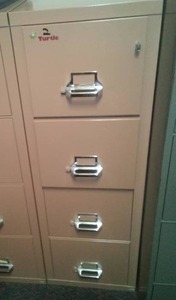 lot 507 image: Turtle Fireproof file 4 drawers, 53 x 24 x 17. 5, excellent. Loc Admin 110