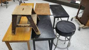 lot 377 image: Tables, step stool, and more