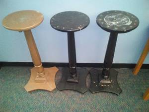 lot 796 image: 3 wood Plant stands - sturdy 33  tall. Loc Admin 110